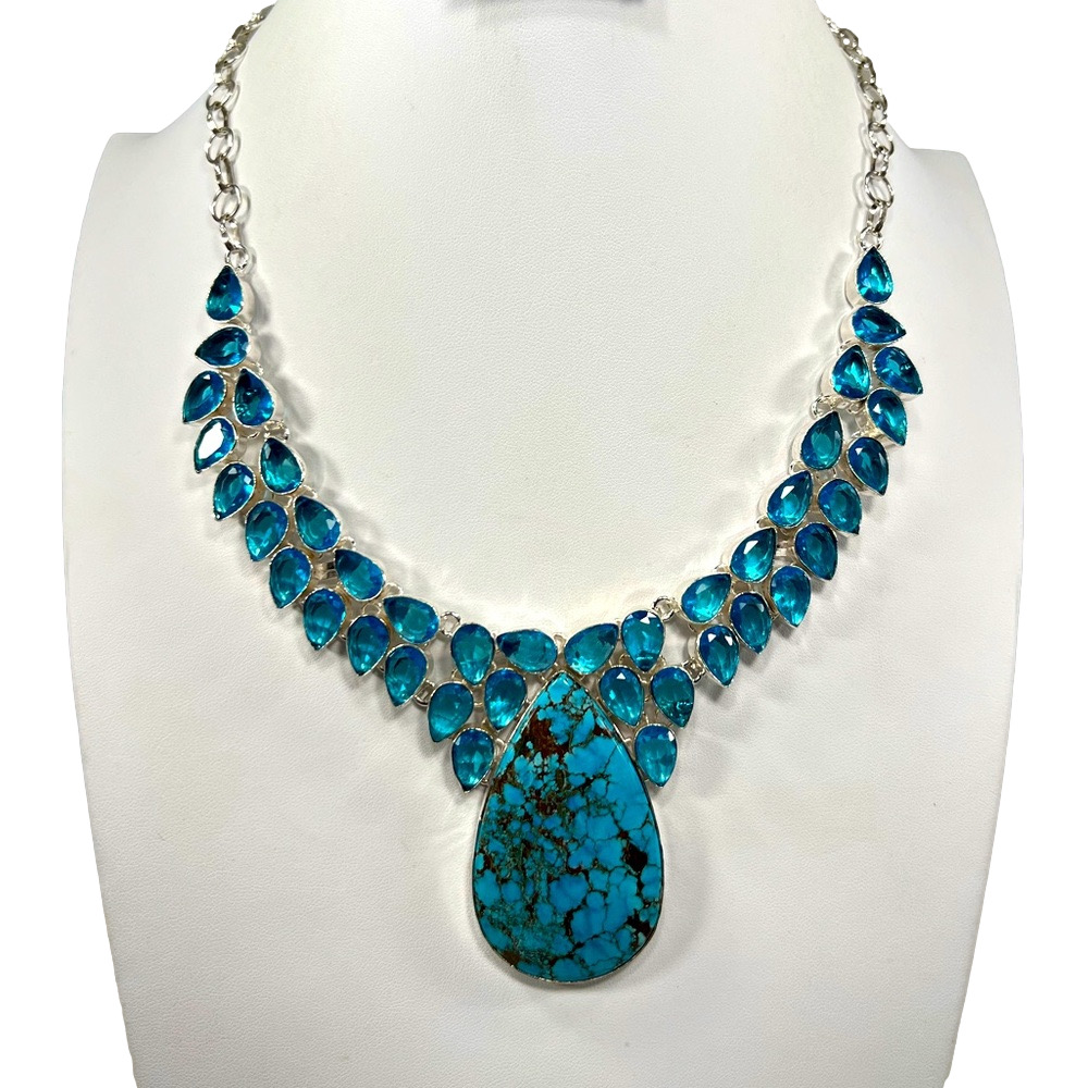 Turquoise 925 Large Gemstone Necklace
